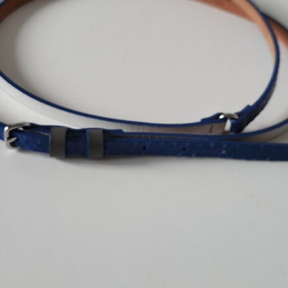 CLUB MONACO | Double wrap leather belt navy snakeskin silver sz XS - Picture 5 of 5